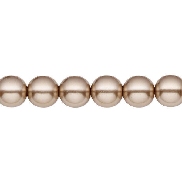 Bead, Czech pearl-coated glass druk, opaque light brown, 8mm round. Sold per 15-1/2" to 16" strand. image number 0