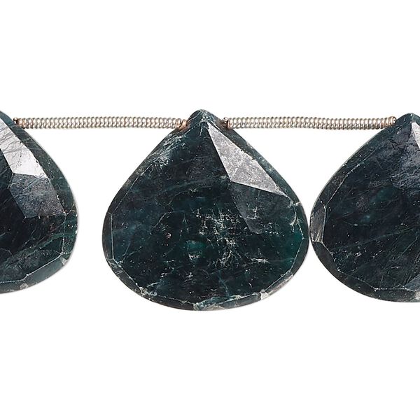 Emerald 1pkg10, hand-cut top-drilled faceted puffed teardrop bead 19-23mm image number 0