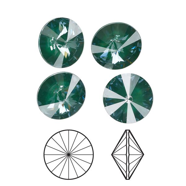 Chaton 4pk crystal pine green ignite LacquerPRO, Crystal Passions® 12mm rivoli 1122 image number 0