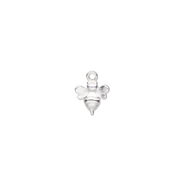 Charm Amoracast® 1pkg1 sterling silver, 9x8mm single-sided bumble bee image number 0