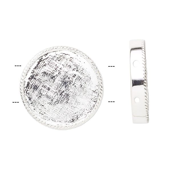 Spacer, silver-plated pewter (tin-based alloy), 21mm 2-strand round. Sold per pkg of 8. image number 0