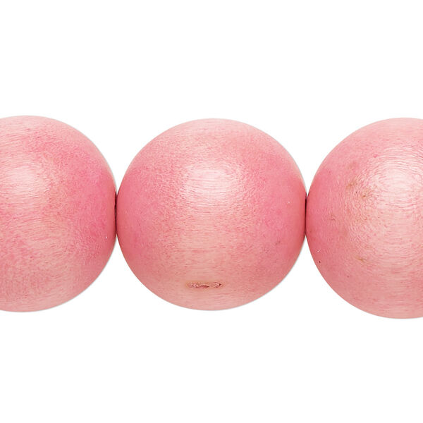 Bead, Taiwanese cheesewood (dyed / waxed), light pink, 19-20mm round. Sold per 15-1/2" to 16" strand. image number 0