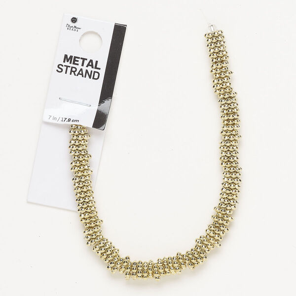 Bead, gold-finished "pewter" (zinc-based alloy), 8x2mm beaded rondelle. Sold per 7-inch strand, approximately 85 beads. image number 0
