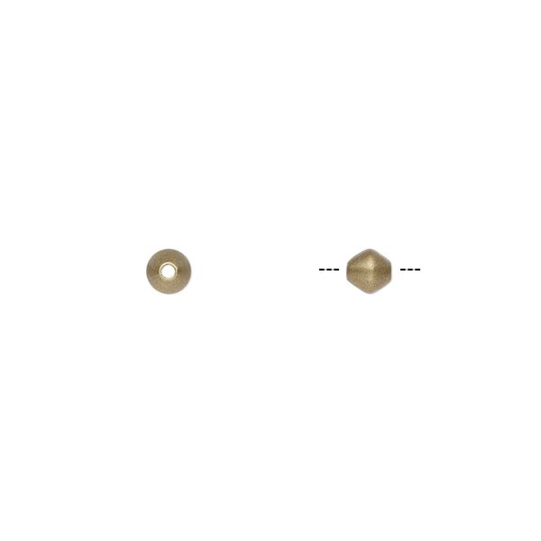 Bead, antique brass-plated brass, 4mm bicone. Sold per pkg of 100. image number 0