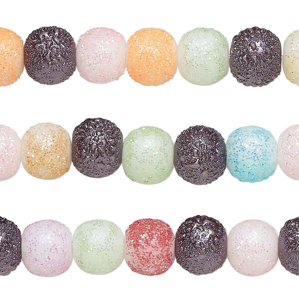 Bead, coated glass, opaque mixed colors, 7-8mm round. Sold per pkg of (3) 7-inch strands, approximately 80 beads. image number 0