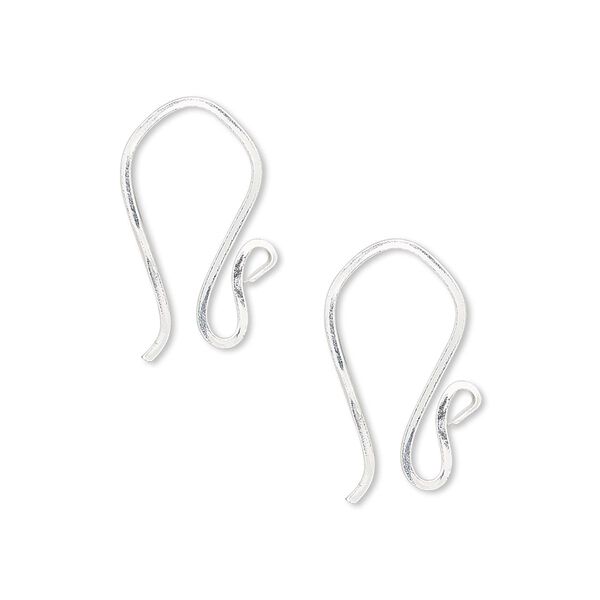 Ear wire, sterling silver-filled, 19mm flat fishhook with open loop, 20 gauge. Sold per pkg of 5 pairs. image number 0