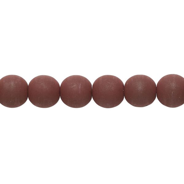 Bead, coated glass, opaque burgundy, 8mm round. Sold per 7-inch strand, approximately 20 beads. image number 0