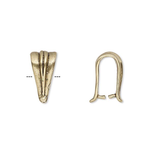 Bail, ice-pick, antiqued brass, 14.5x7.5mm triangle, 10mm grip length. Sold individually. image number 0