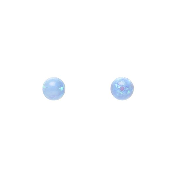 Bead, "opal" (silica and epoxy) (man-made), light blue, 6mm half-drilled round. Sold per pkg of 2. image number 0