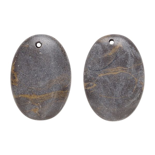 Portoro marble 1pkg2, puffed flat back oval drop natural 24x18mm-26x19mm image number 0