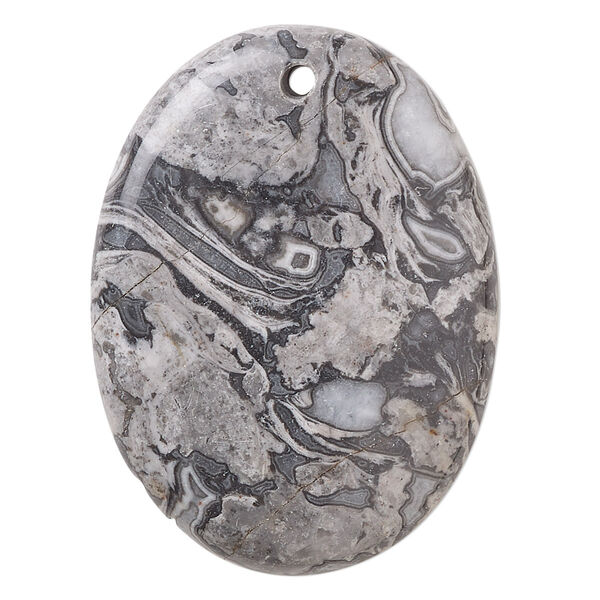 Silver crazy lace agate 1pkg1, domed oval focal natural 40x30mm image number 0