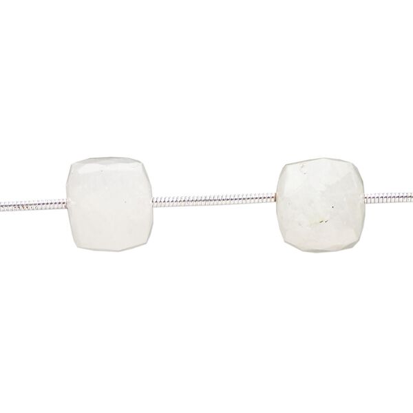 Rainbow moonstone 1pkg7, hand-cut faceted cube bead natural 9-10mm image number 0