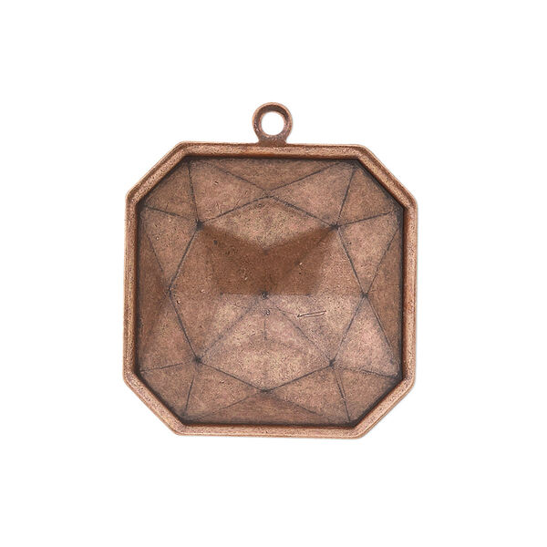 Drop, Almost Instant Jewelry®, antique copper-plated brass, 25mm square with 23mm square setting. Sold per pkg of 2. image number 0
