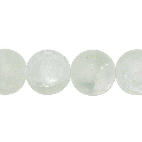 Bead, crackle glass, translucent matte clear, 13-14mm round. Sold per 15-inch strand, approximately 30 beads. image number 0