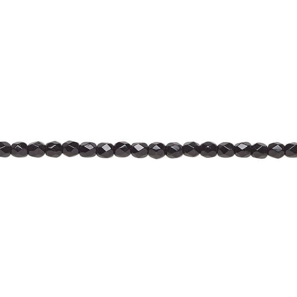 Bead, Czech fire-polished glass, opaque jet, 2.5mm faceted round. Sold per pkg of 1,200 (1 mass). image number 0