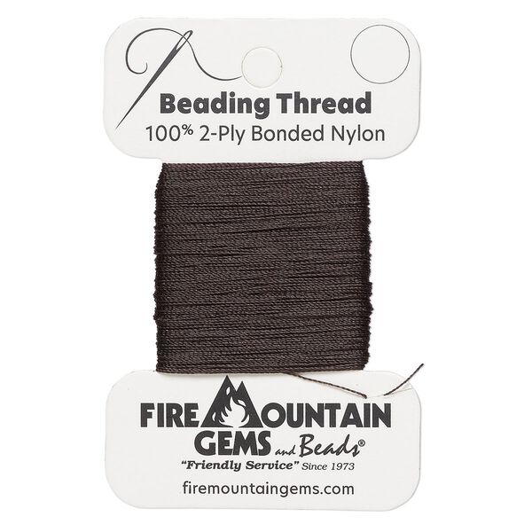 Thread, nylon, dark brown, size AA. Sold per 50-yard card. image number 0