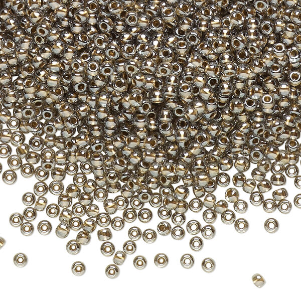 Seed bead, TOHO BEADS®, glass, pkg/50g, #11 round, transparent gold-lined black diamond (TR-11-993). image number 0