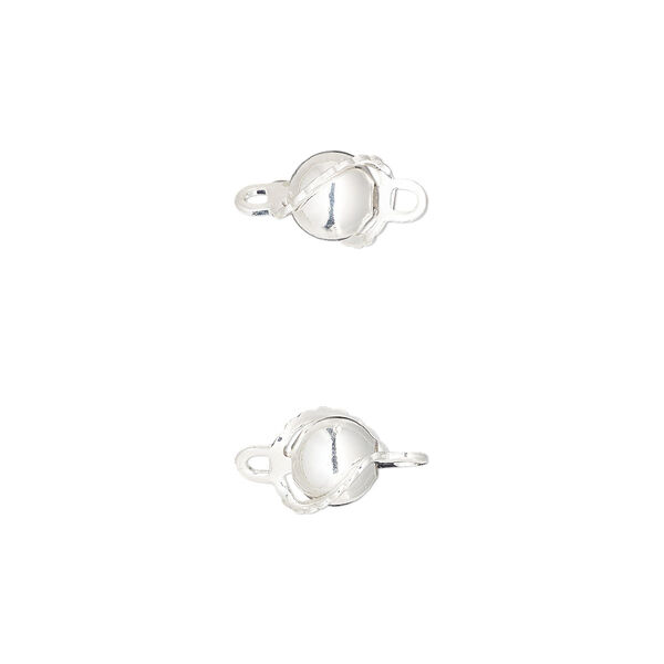 Link, silver-plated brass, 5mm wrapped round. Sold per pkg of 100. image number 0