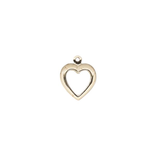 Charm, 14Kt gold-filled, 10.5mm single-sided open heart. Sold per pkg of 2. image number 0