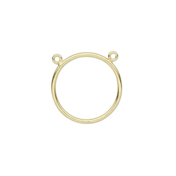 Connector, gold-plated sterling silver, 18mm open round with 2 loops. Sold individually. image number 0