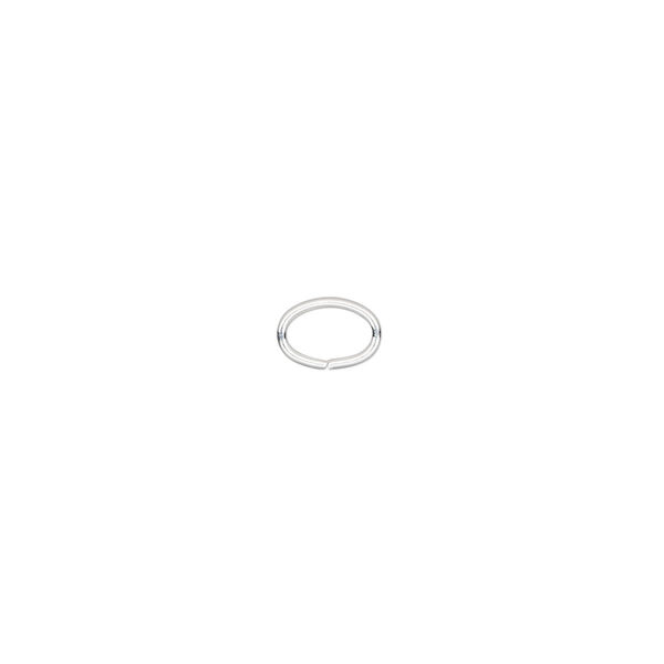 Jump ring, silver-plated brass, 7x5mm oval, 5.5x3.4mm inside diameter, 20 gauge. Sold per pkg of 100. image number 0