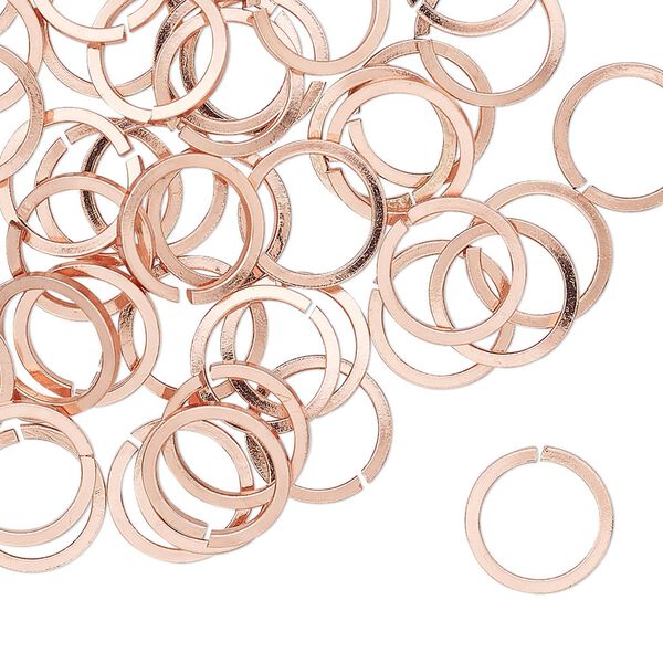 Jump ring, copper, 10mm hand-cut round square wire, 7.8mm inside diameter, 18 gauge. Sold per pkg of 50. image number 0