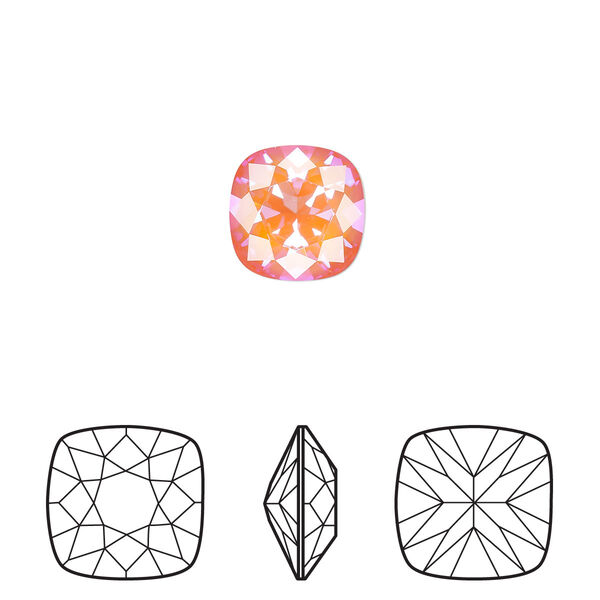 Fancy stone 2pk crystal orange glow DeLite, Crystal Passions® 10mm cushion 4470 image number 0