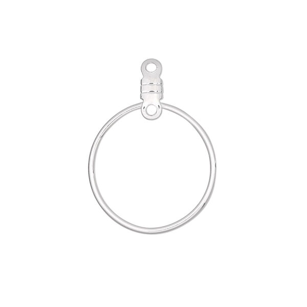 Beading hoop, silver-plated steel, 20mm round with closed loop. Sold per pkg of 100. image number 0