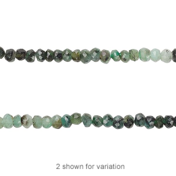 Emerald 1pkg1, hand-cut faceted rondelle bead 13 inch 3x2mm-4x3mm image number 0