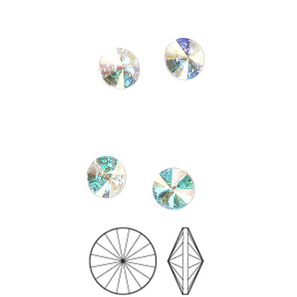Chaton 288pk crystal AB foil back, Preciosa MAXIMA Czech crystal rhinestone 6.14-6.32mm rivoli SS29 image number 0