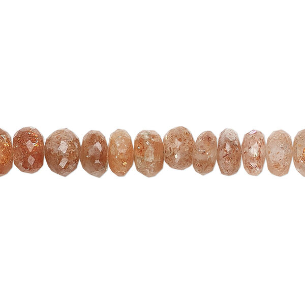 Sunstone 1pkg1, hand-cut faceted rondelle bead natural 8 inch 6x3mm-7x5mm image number 0