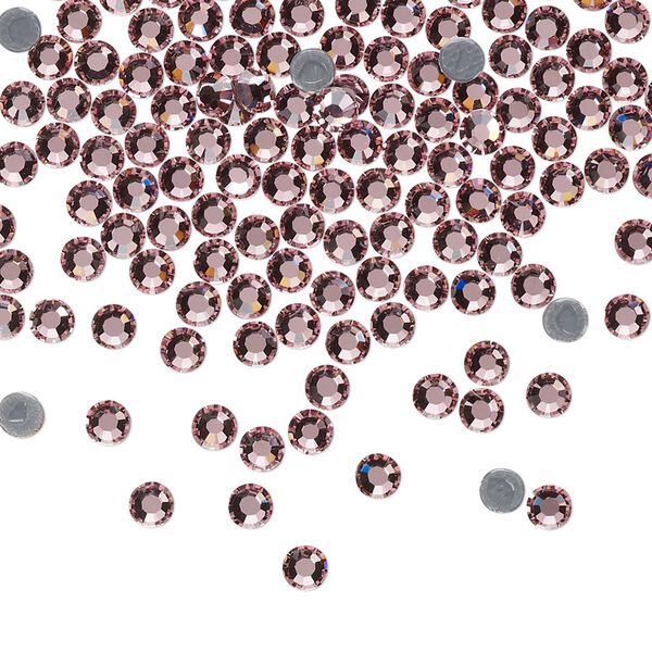 Flat back, Dance With Me™ crystal hotfix rhinestone, light rose, foil back, 3-3.2mm rose, SS12. Sold per pkg of 144 (1 gross). image number 0