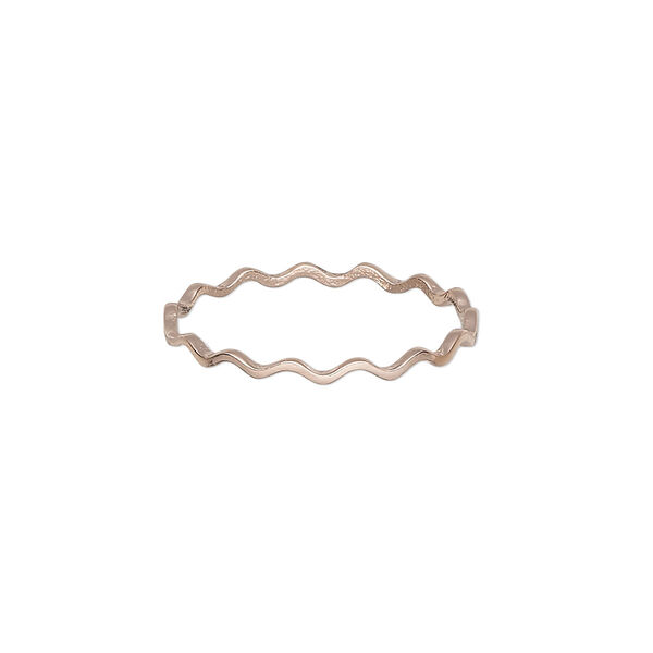 Ring, Create Compliments®, rose gold-plated sterling silver, 2mm wide textured wavy, size 9. Sold individually. image number 0