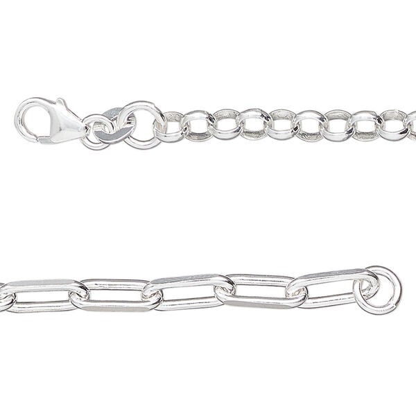 Sterling silver 1pkg1, cut cable / rolo chain 18 inch 4mm / 4.1mm image number 0