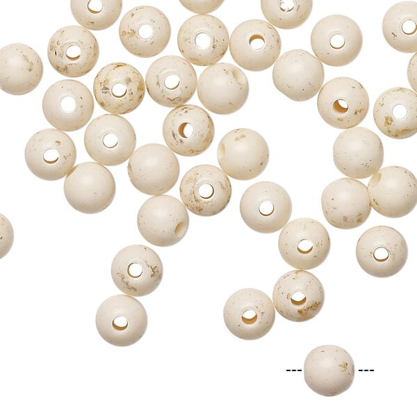 Bead, acrylic, ivory and gold, 5mm round. Sold per pkg of 100. image number 0
