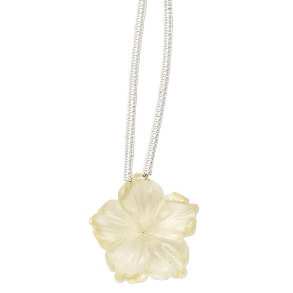 Lemon quartz 1pkg1, hand-cut top-drilled 1-sided carved flower bead 16mm image number 0