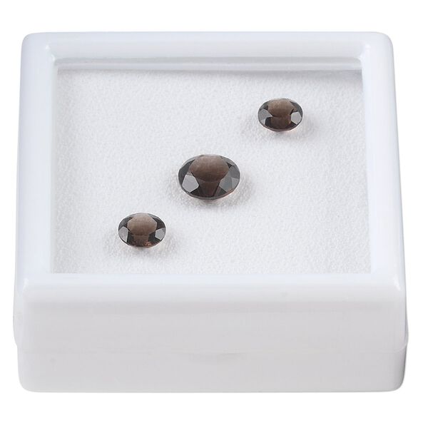 Smoky quartz 1pkg3, hand-cut faceted round gem 6mm / 8mm image number 0