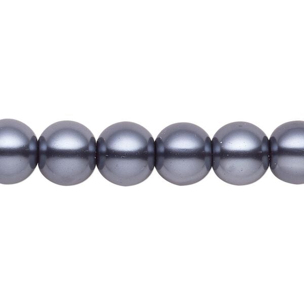 Bead, crystal pearl, gunmetal, 9-10mm round. Sold per pkg of (2) 15-1/2" to 16" strands, approximately 80 beads. image number 0