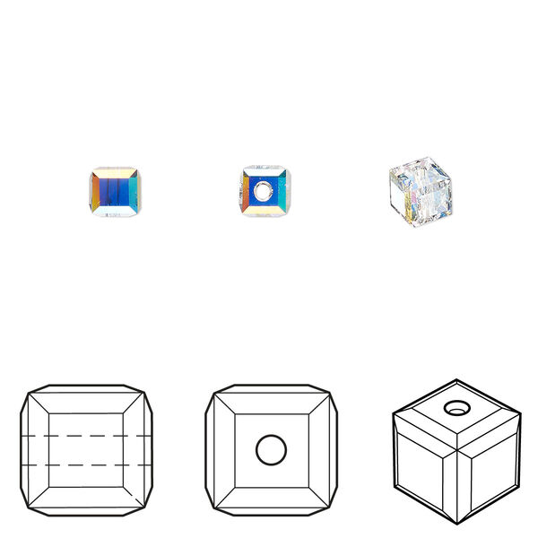 Bead 288pk crystal AB, Swarovski® 4mm cube 5601 image number 0