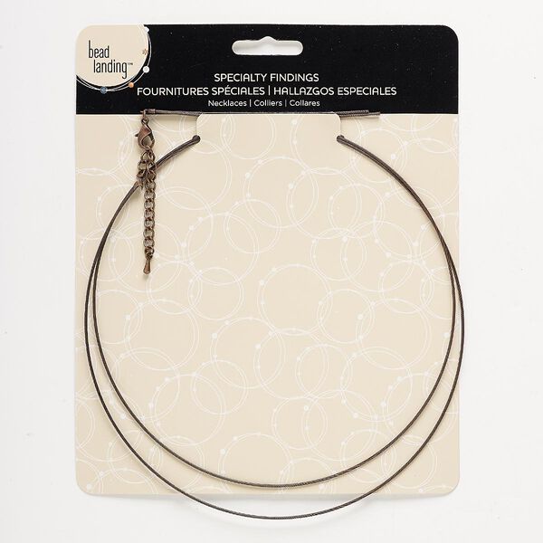 Necklace cord, antiqued copper-finished steel and "pewter" (zinc-based alloy), 1mm twisted cable, 19-1/2 inches with 2-1/4 inch extender chain and lobster claw clasp. Sold individually. image number 0
