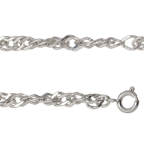 Chain, antique silver-finished steel, 5mm twisted Singapore, 20 inches with springring clasp. Sold individually. image number 0