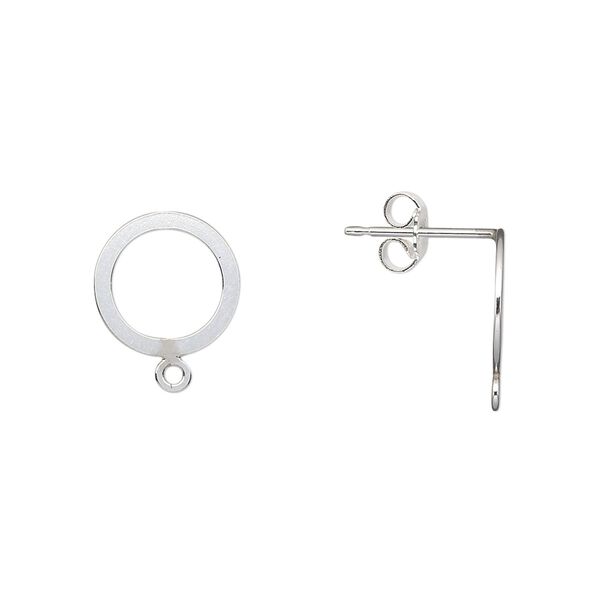 Earstud 1pkg2 sterling silver-filled, 14x11mm flat / open round / closed loop, 1 pair image number 0