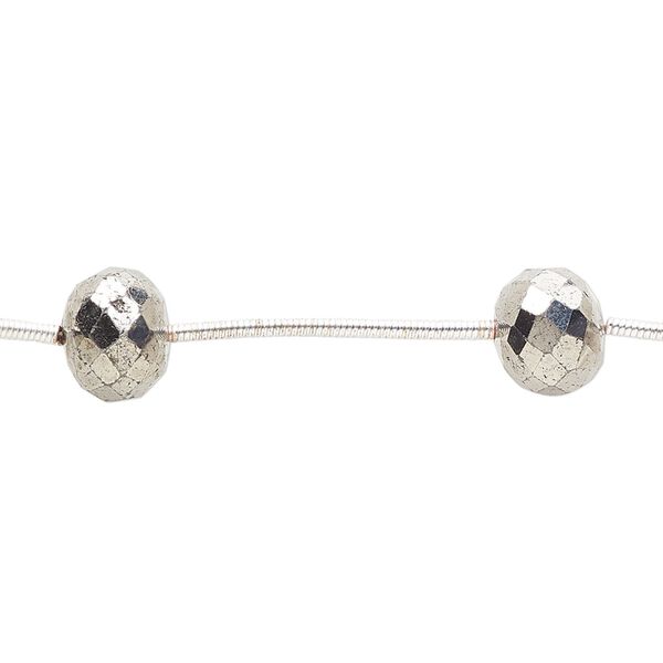 Pyrite 1pkg7, hand-cut faceted rondelle bead 7x6mm-9x7mm image number 0