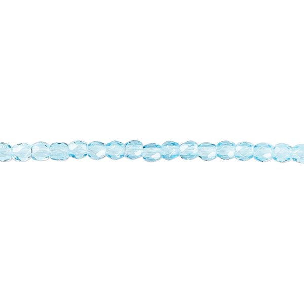 Bead, Czech fire-polished glass, light turquoise blue, 3mm faceted round. Sold per pkg of 1,200 (1 mass). image number 0