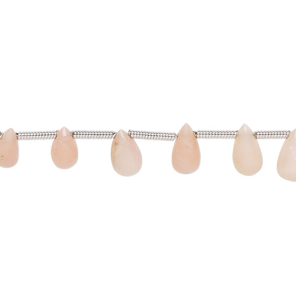 Pink opal / peach opal 1pkg20, hand-cut top-drilled teardrop bead natural 6x3mm-9x5mm image number 0