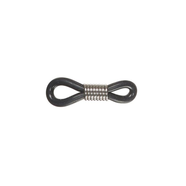 Eyeglass holder, silicone and stainless steel, black, 21x6mm-23x7mm adjustable coil. Sold per pkg of 10. image number 0