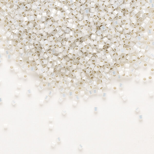 Seed bead, Delica®, glass, pkg/250g, #15 round, translucent silver-lined opal (DBS-0221). image number 0
