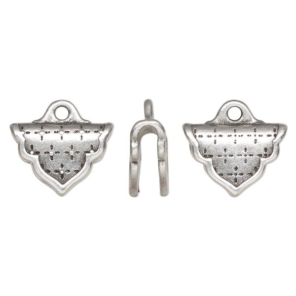 Crimp end, TierraCast®, antique silver-plated pewter (tin-based alloy), 18x5x13mm Marrakesh, 3.7mm inside diameter. Sold per pkg of 10. image number 0