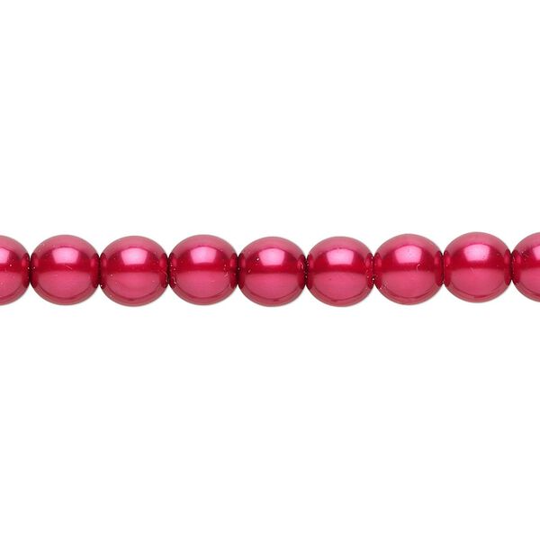 Bead, Czech pearl-coated glass druk, red, 6mm round. Sold per 15-1/2" to 16" strand. image number 0