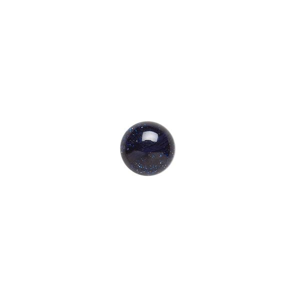 Cabochon, blue goldstone (glass) (man-made), 8mm calibrated round. Sold per pkg of 10. image number 0